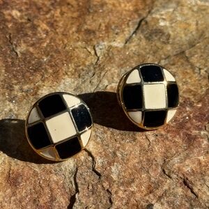 Vintage 90s Monet Checker Earrings
